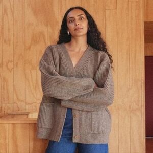 First Rite Maia Wool Cardigan Bark Large Sold Out